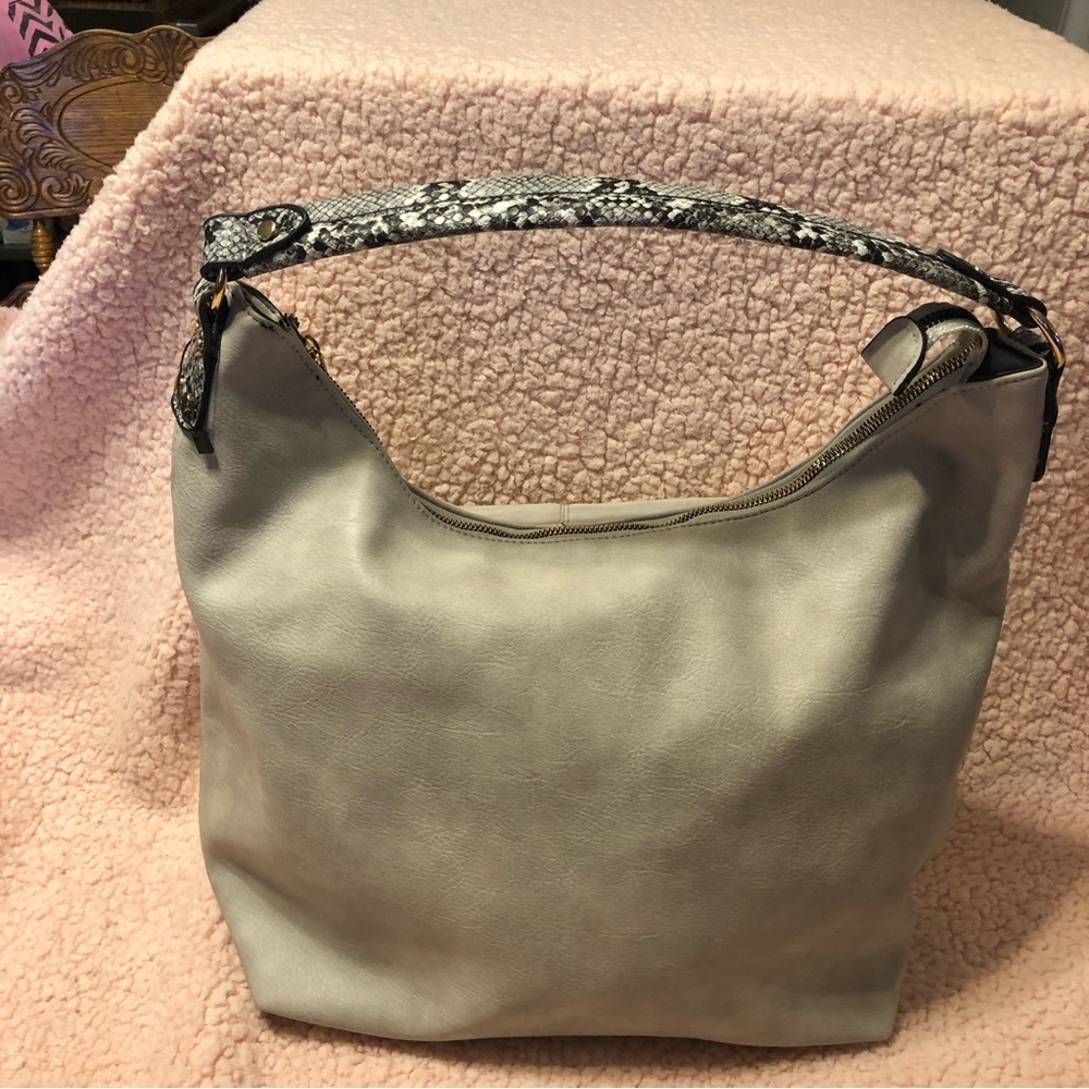 Grey and snakeskin purse